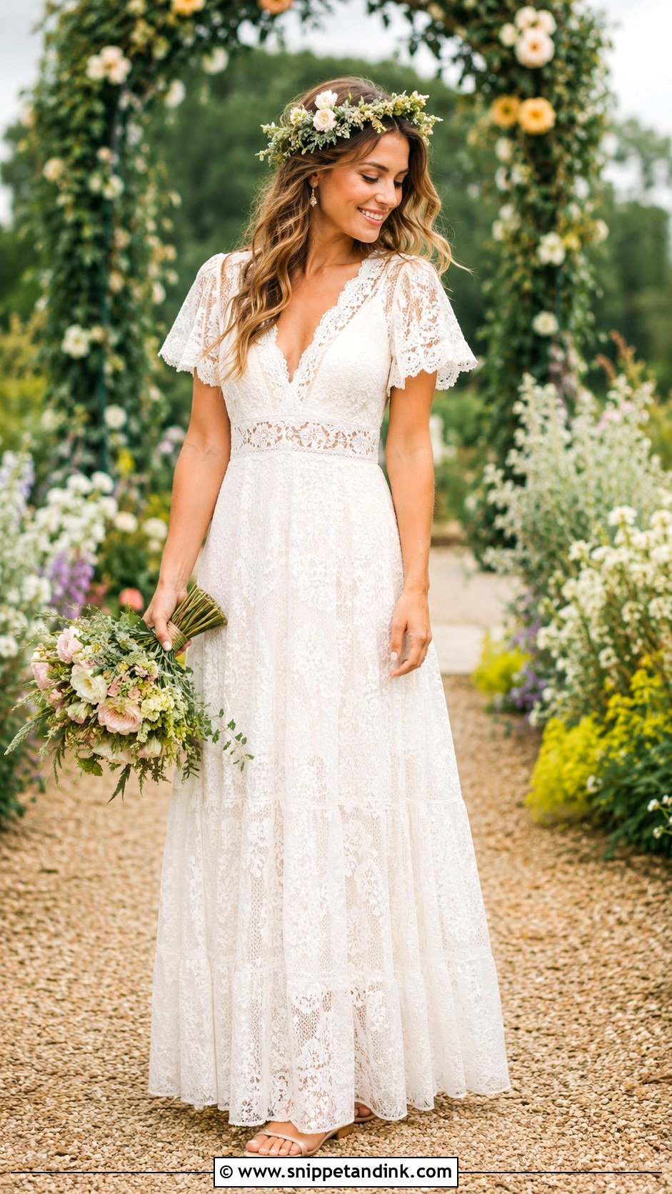 Boho Wedding Dress With Flower Crown - Snippet and Ink - 25 Boho Style Wedding Dress Ideas