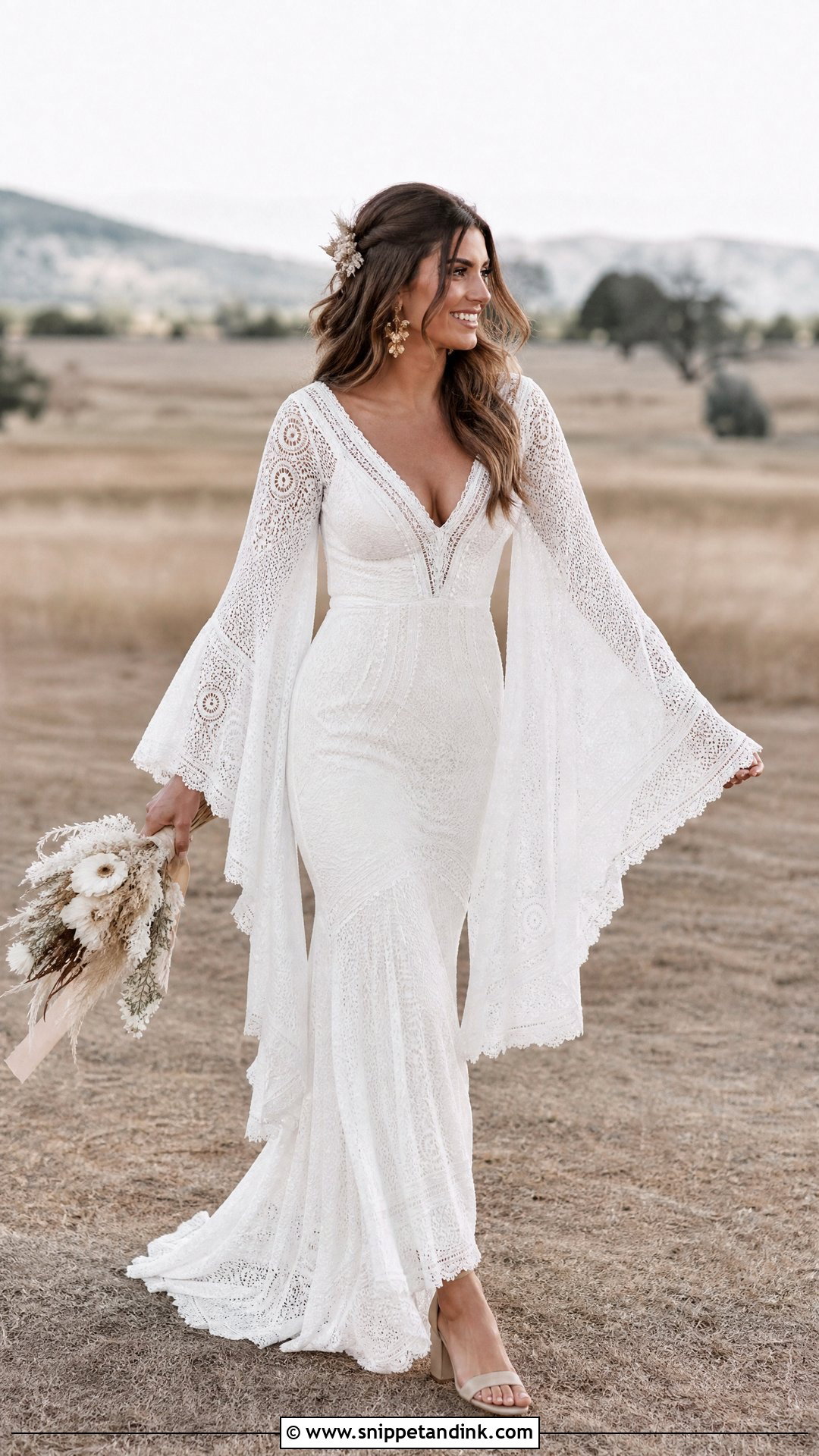 Boho Wedding Dress With Flowy Sleeves - Snippet and Ink - 20 Wedding Dresses Flowy Sleeves