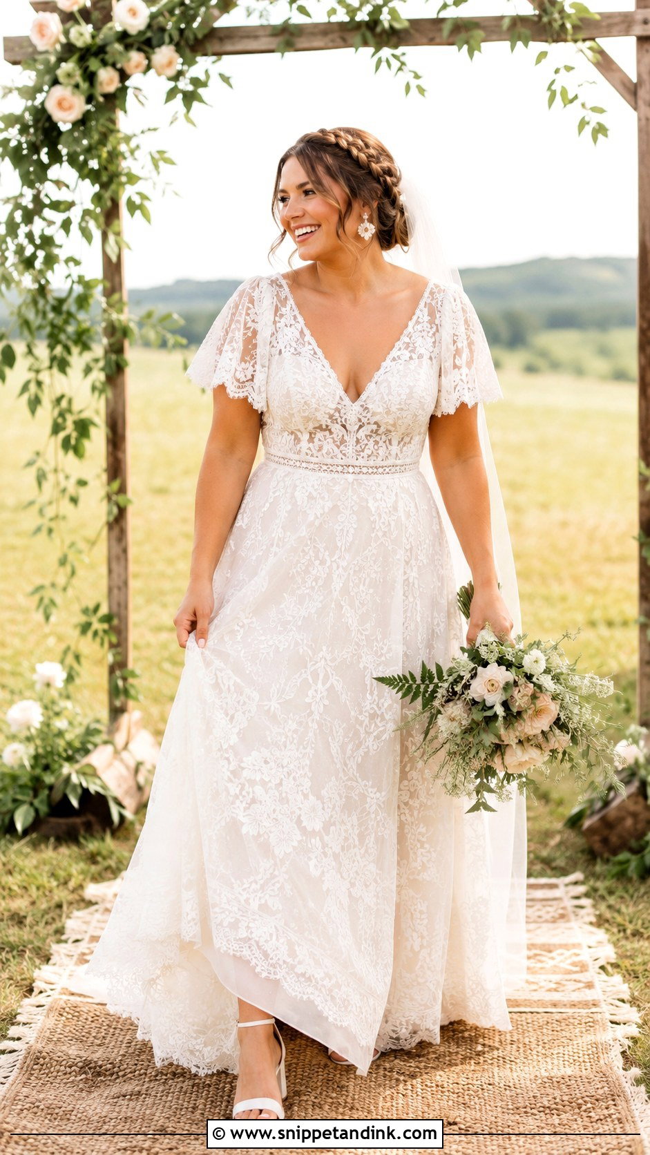 Boho Wedding Dress With Flutter Sleeves - Snippet and Ink - 20 Wedding Dresses for Midsize Brides