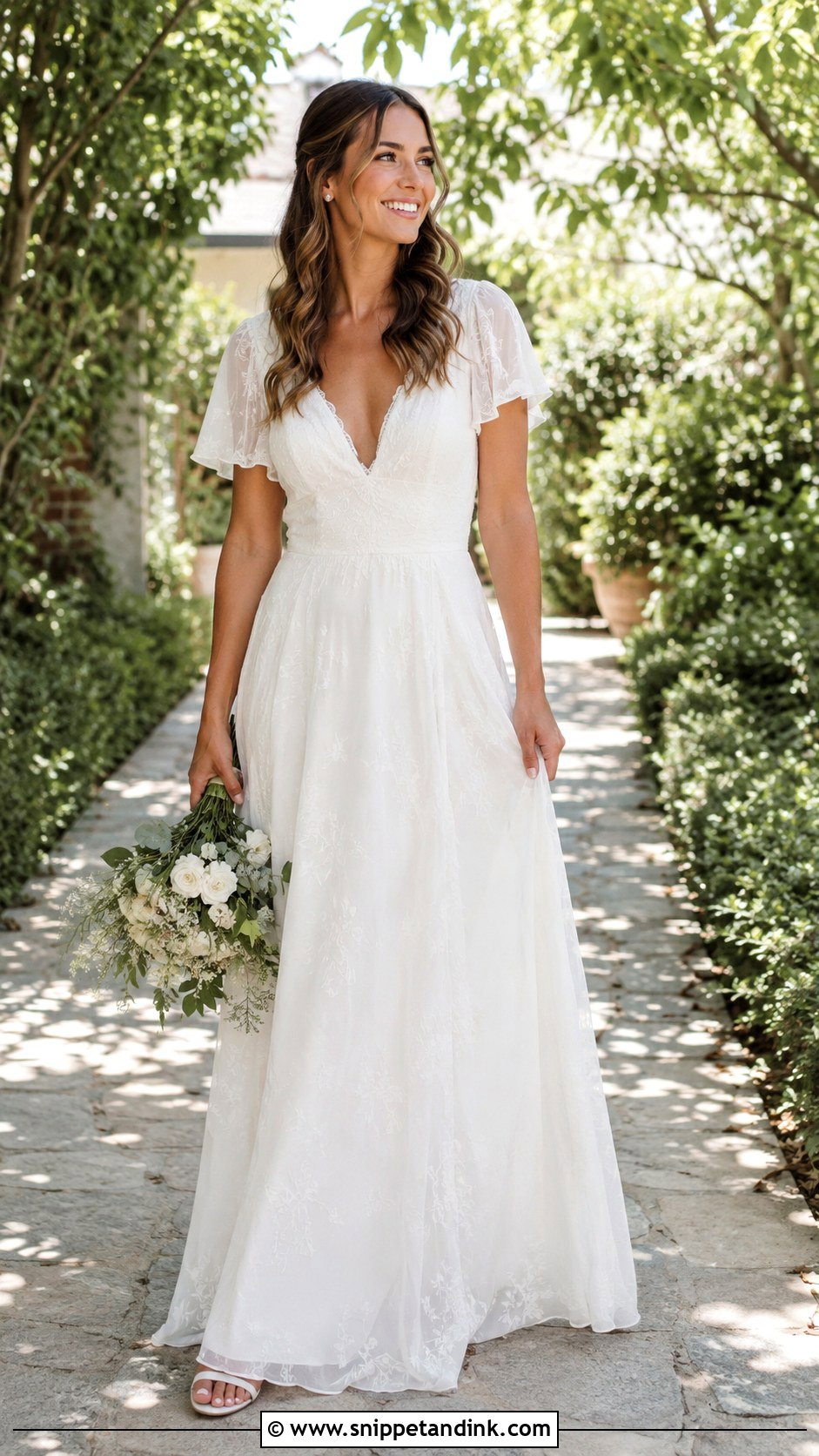 Boho Wedding Dress With Flutter Sleeves - Snippet and Ink - 25 Boho Style Wedding Dress Ideas