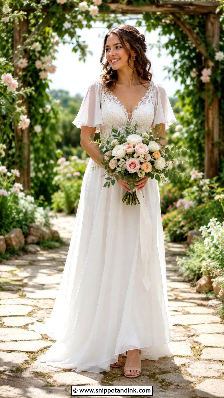 Boho Wedding Dress With Flutter Sleeves - Snippet and Ink - 25 Boho Romantic Wedding Dress Ideas