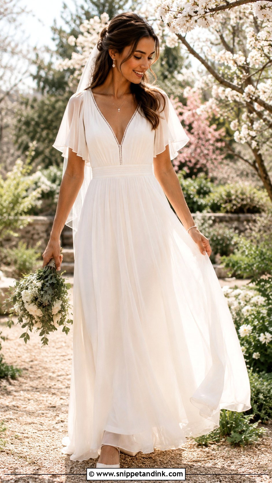 Boho Wedding Dress With Flutter Sleeves - Snippet and Ink - 20 Bohem Wedding Dress Ideas