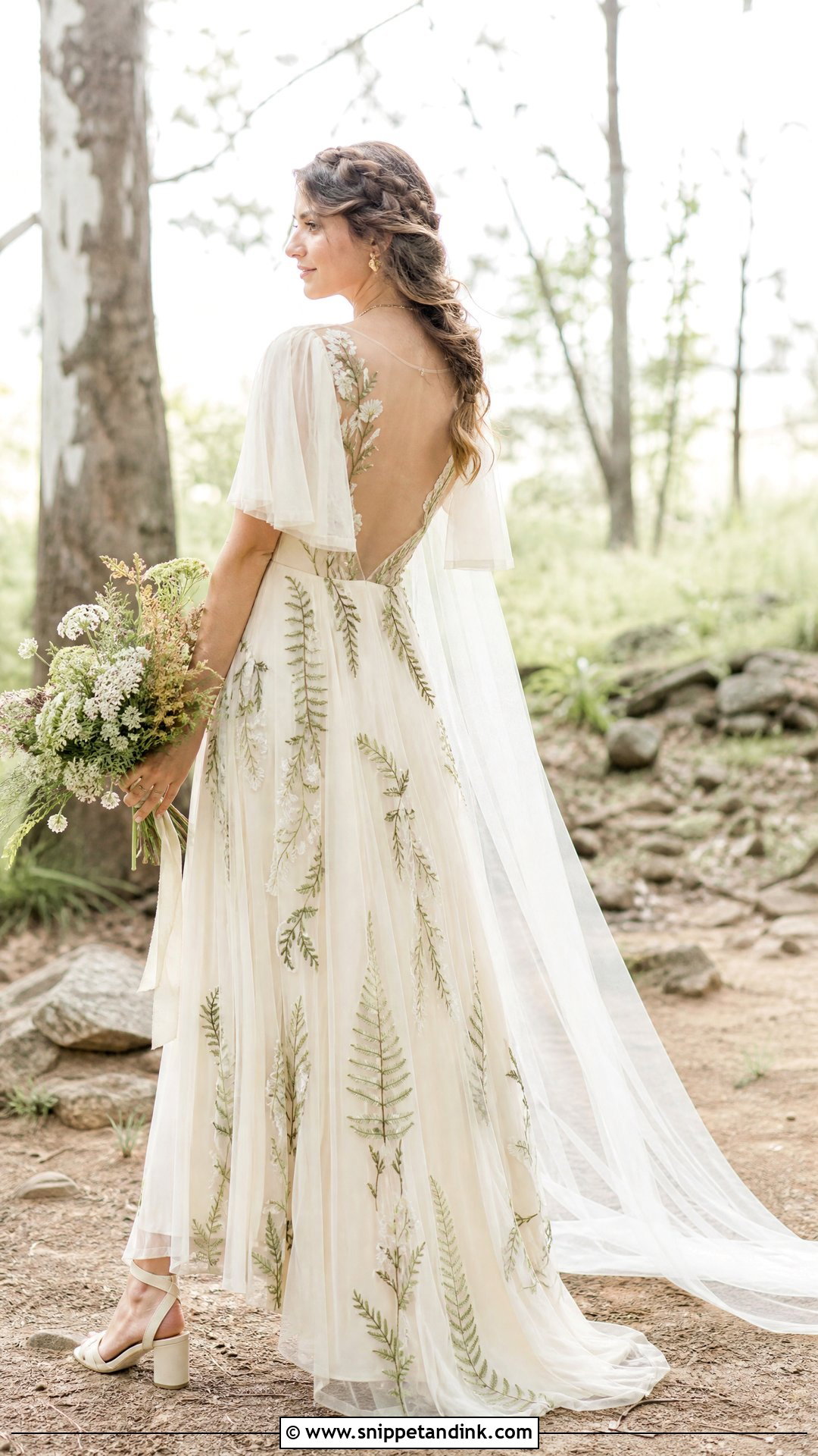 Boho Wedding Dress With Green Embroidery - Snippet and Ink - 20 Wedding Dress with Green Accents Ideas