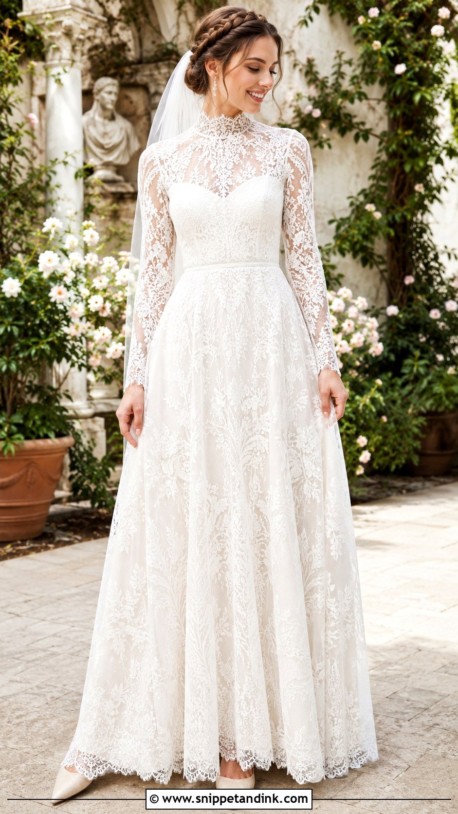 Boho Wedding Dress With High Neck Lace - Snippet and Ink - 20 Bohem Wedding Dress Ideas