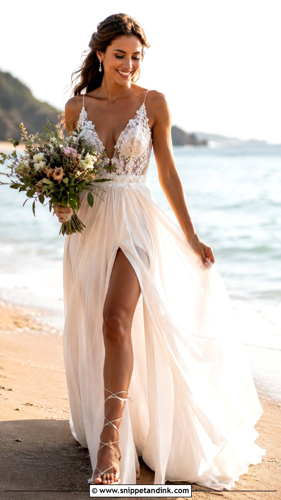 Boho Wedding Dress With High Slit - Snippet and Ink - 25 Boho Style Wedding Dress Ideas