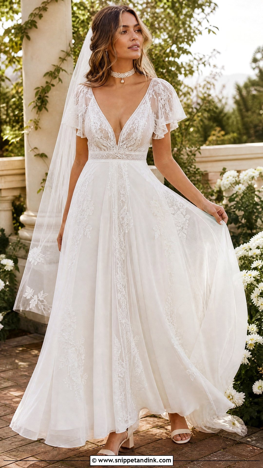 Boho Wedding Dress With Lace Choker - Snippet and Ink - 20 Wedding Dress with Choker Ideas