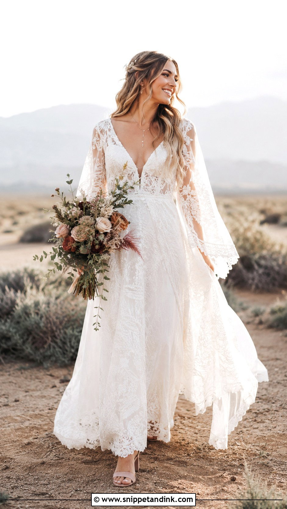 Boho Wedding Dress With Loose Waves - Snippet and Ink - 25 Wedding Dress Style Ideas