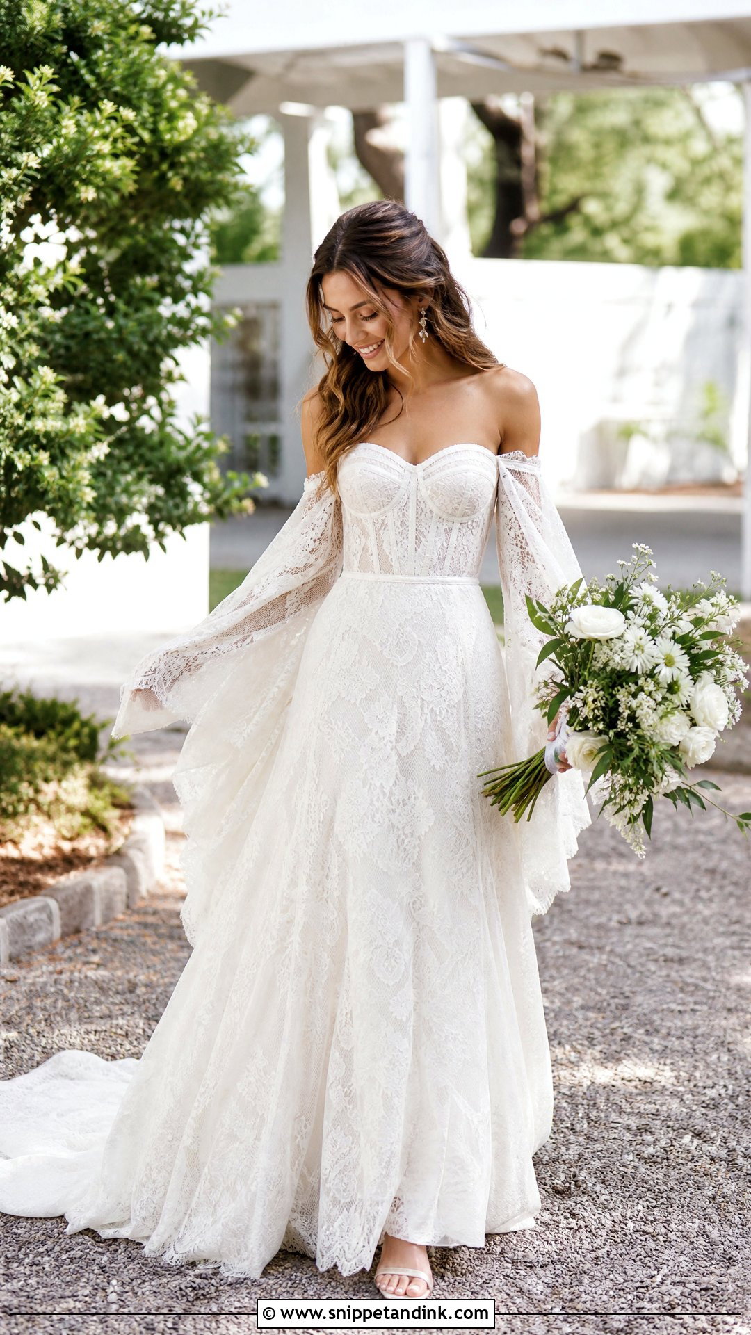 Boho Wedding Dress With Off Shoulder Bell Sleeves - Snippet and Ink - 20 Wedding Dress with Sleeves Off Shoulder