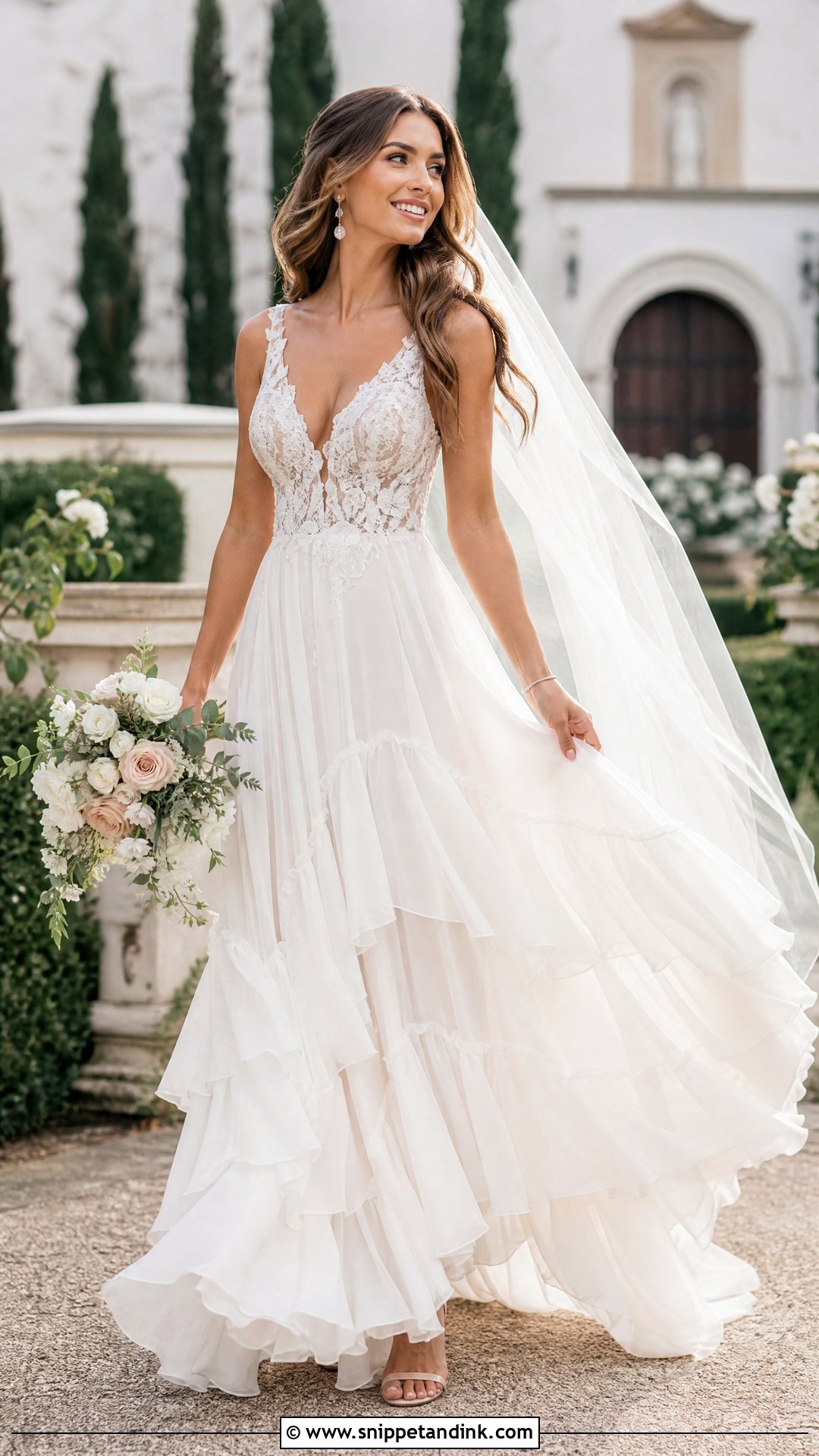 Boho Wedding Dress With Ruffled Skirt - Snippet and Ink - 20 Hobo Wedding Dress Ideas