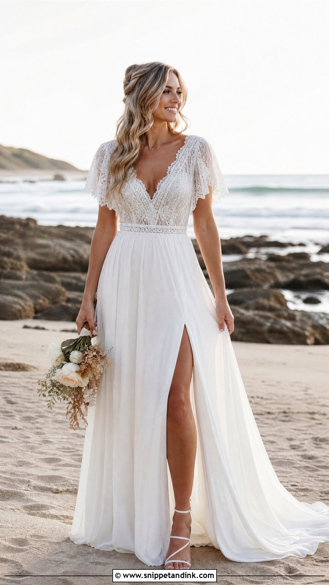 Boho Wedding Dress With Slit - Snippet and Ink - 25 Boho Whimsical Wedding Dress Ideas