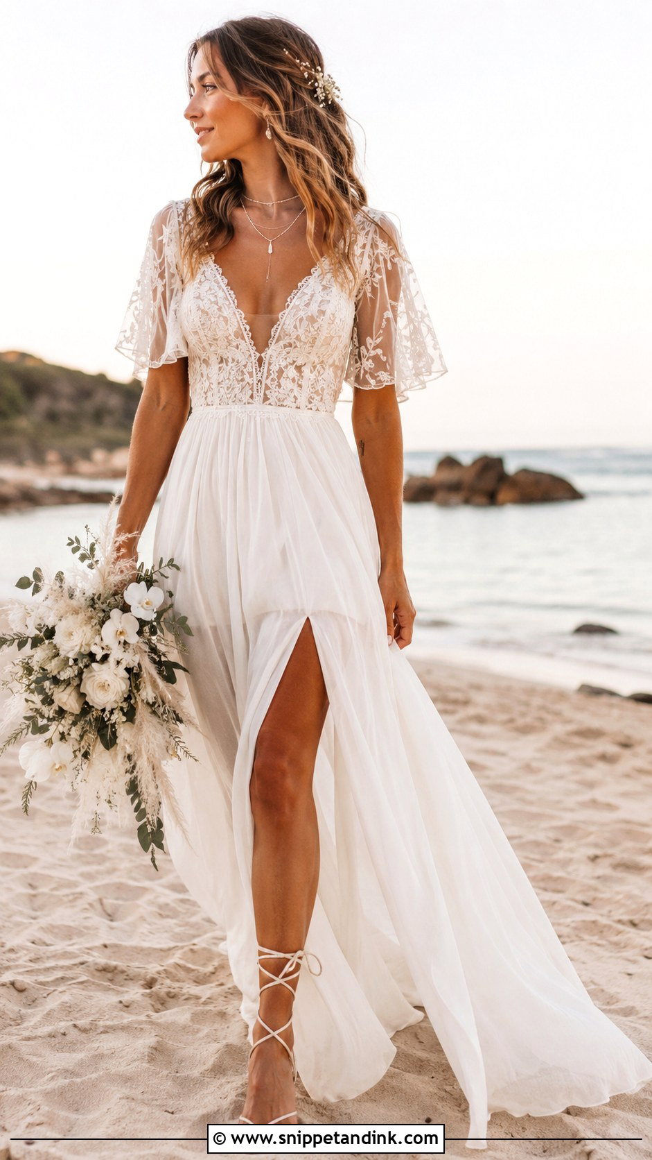 Boho Wedding Dress With Slit - Snippet and Ink - 25 Boho Romantic Wedding Dress Ideas