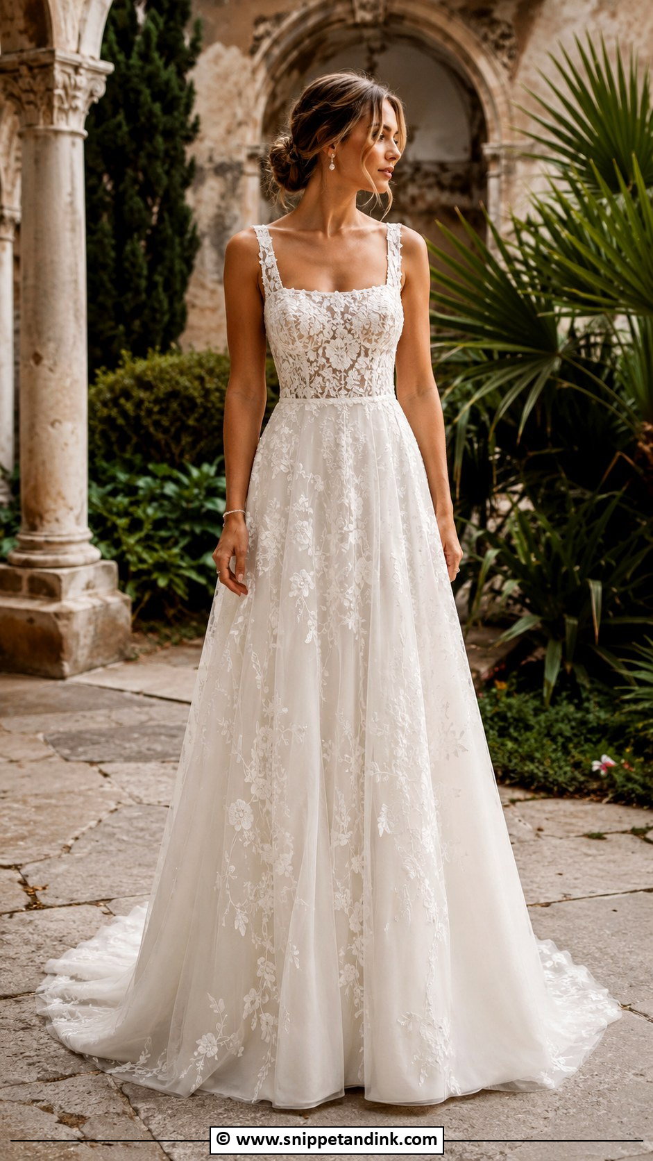 Boho Wedding Dress With Square Neck - Snippet and Ink - 30 Boho Wedding Dresses