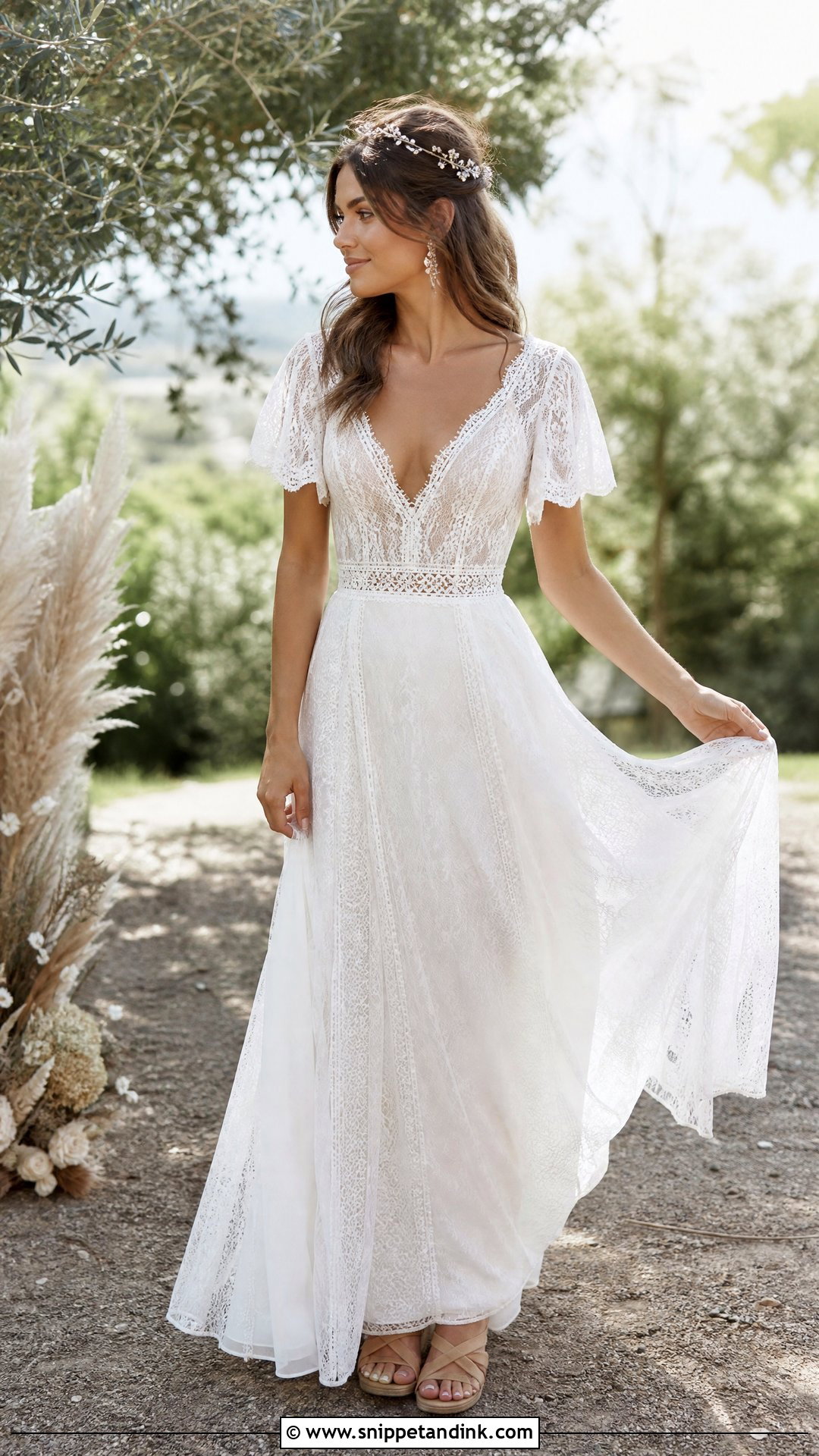Boho Wedding Dress With Suede Sandals - Snippet and Ink - 25 Gorgeous Wedding Dress Ideas