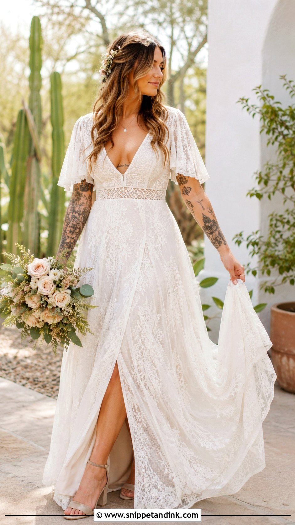 Boho Wedding Dress With Tattoos - Snippet and Ink - 25 Wedding Dress with Tattoos Ideas