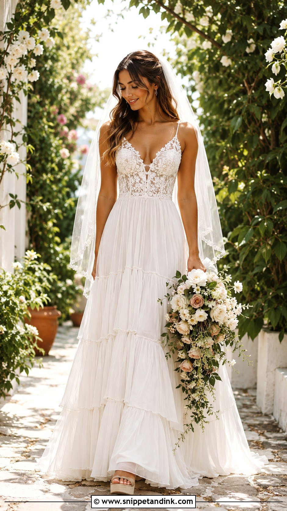 Boho Wedding Dress With Tiered Skirt - Snippet and Ink - 20 Boho Vintage Wedding Dress Ideas
