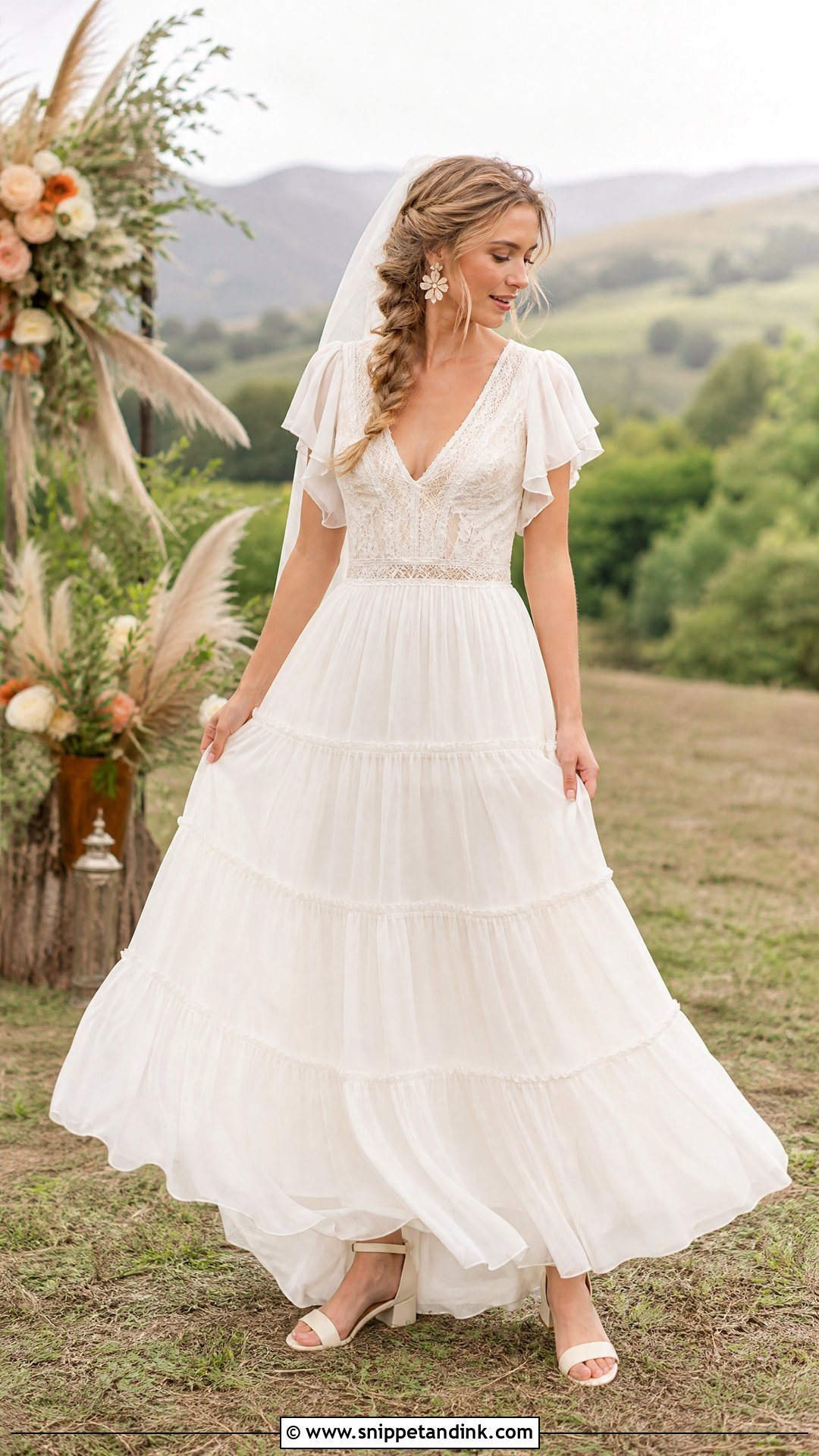 Boho Wedding Dress With Tiered Skirt - Snippet and Ink - 20 Wedding Dress with Skirt Ideas
