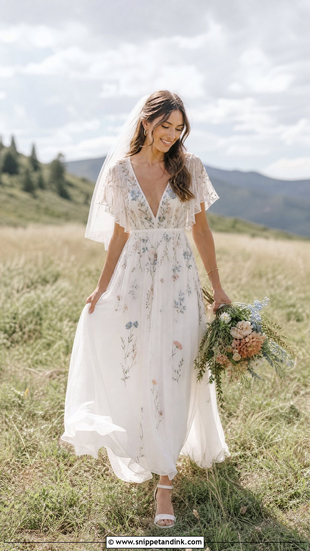 Boho Wedding Dress with Flower Embroidery - Snippet and Ink - 20 Wedding Dress with Flower Embroidery Ideas