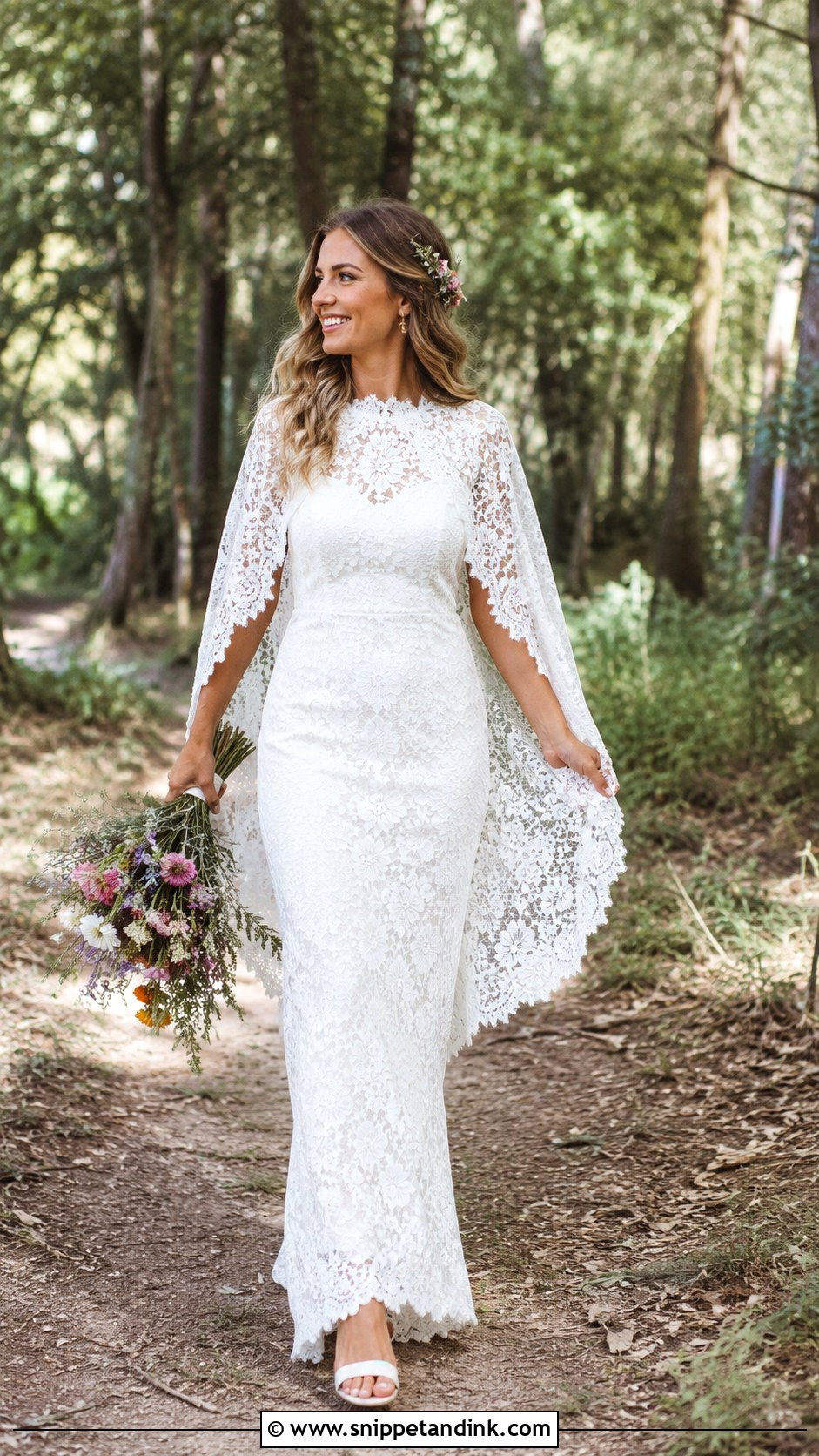Boho Wedding Gown With Lace Cape - Snippet and Ink - 20 Wedding Gown with Cape Ideas