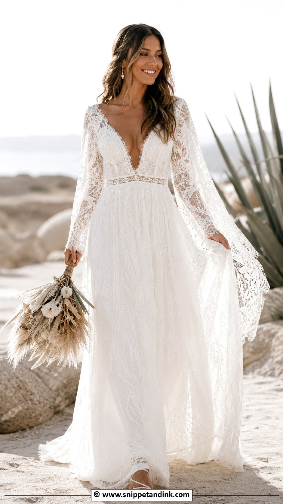 Boho Wedding Gown With Sleeves - Snippet and Ink - 30 Wedding Gowns with Sleeves