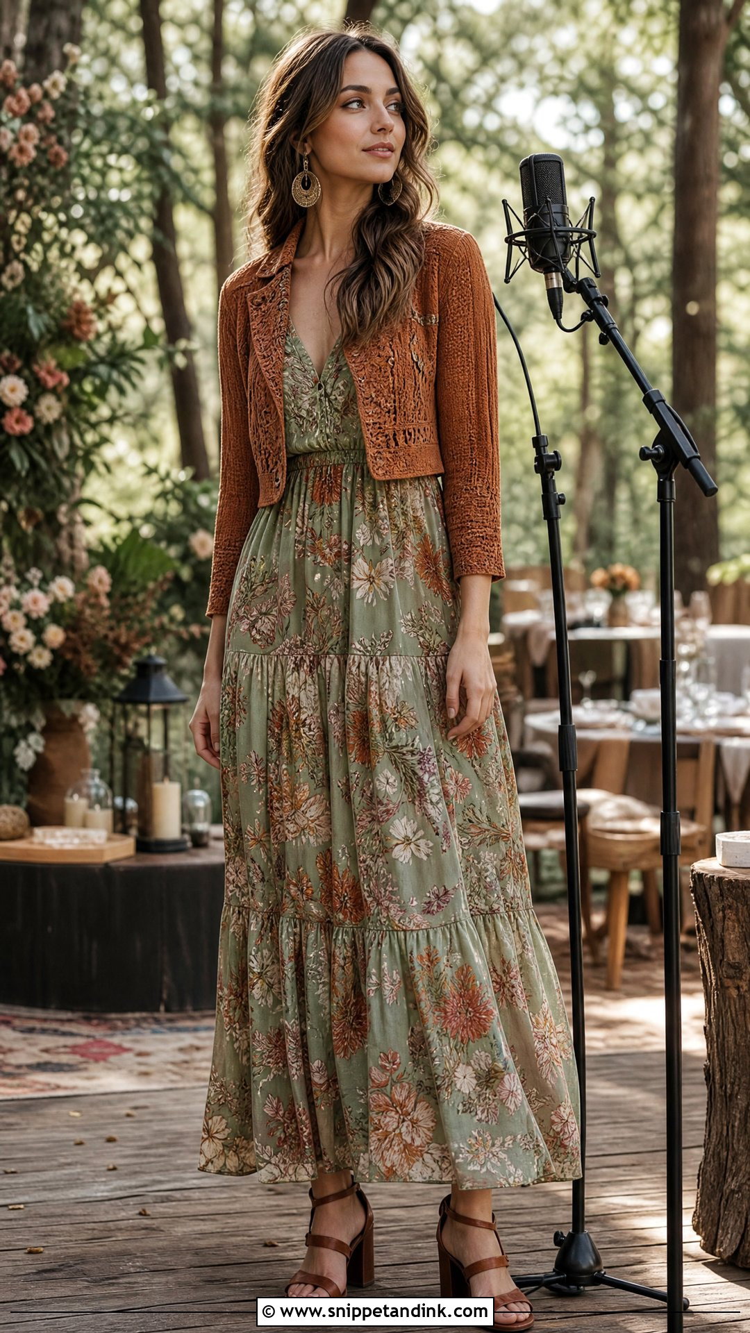 Boho Wedding Singer Tiered Maxi Dress - Snippet and Ink - 20 Wedding Singer Outfit Ideas