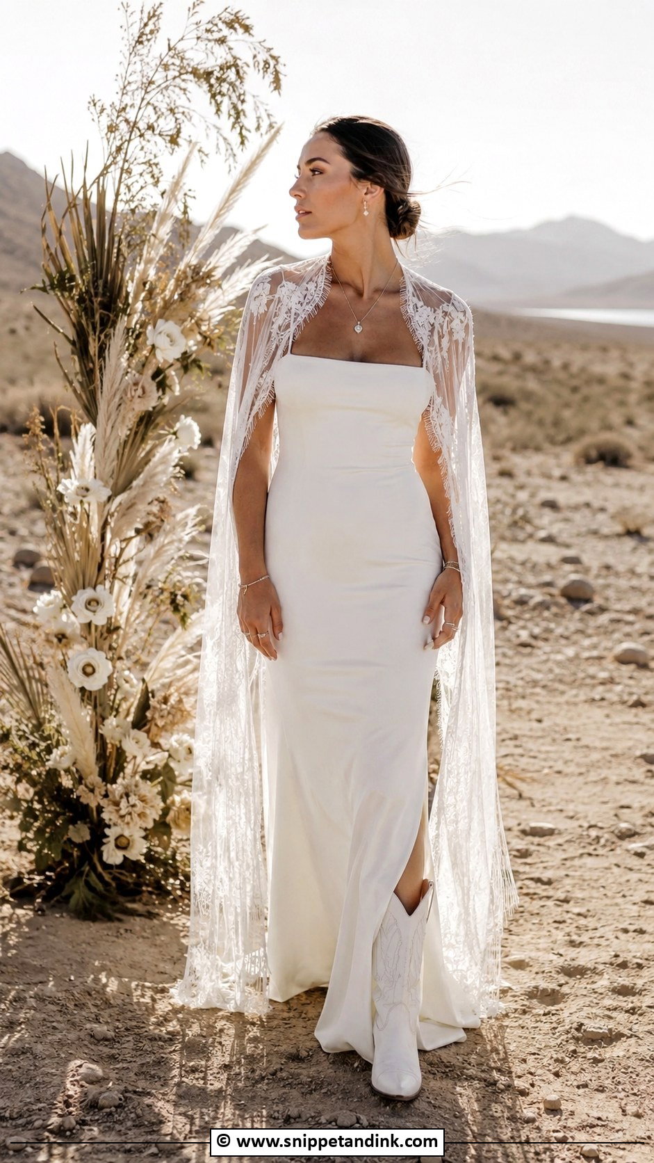 Boho Western Wedding Dress With Cape - Snippet and Ink - 25 Boho Western Wedding Dress Ideas