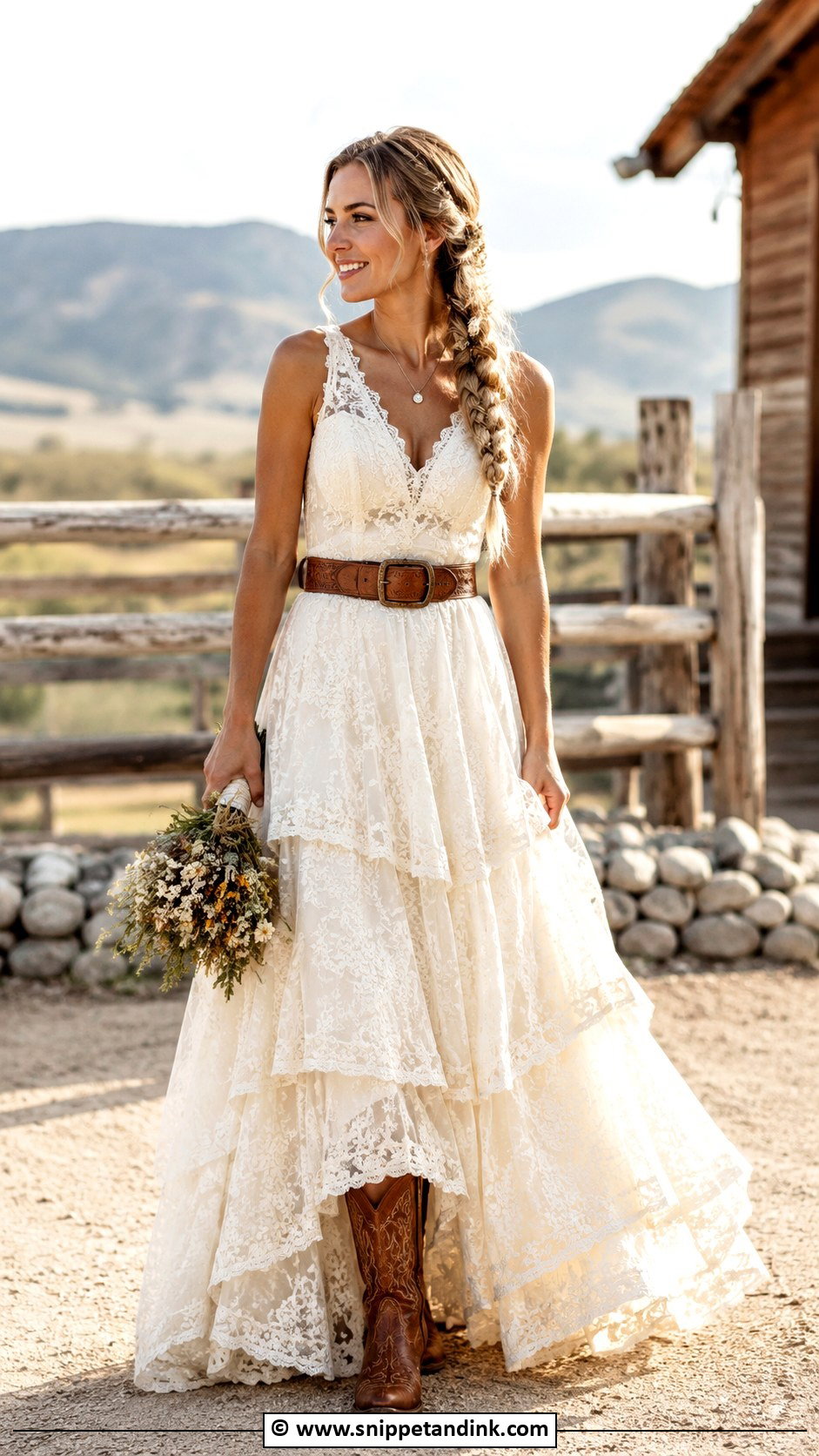 Boho Western Wedding Dress With Leather Belt - Snippet and Ink - 25 Boho Western Wedding Dress Ideas