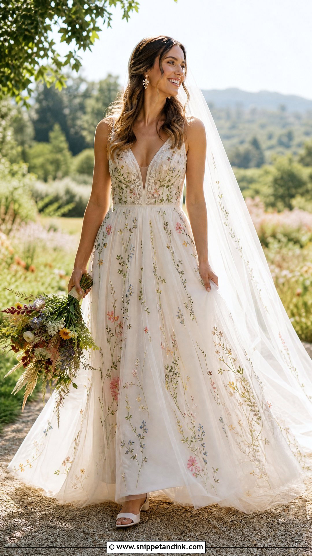 Boho Wildflower Wedding Dress - Snippet and Ink - 20 Wedding Dresses with Flowers Detail