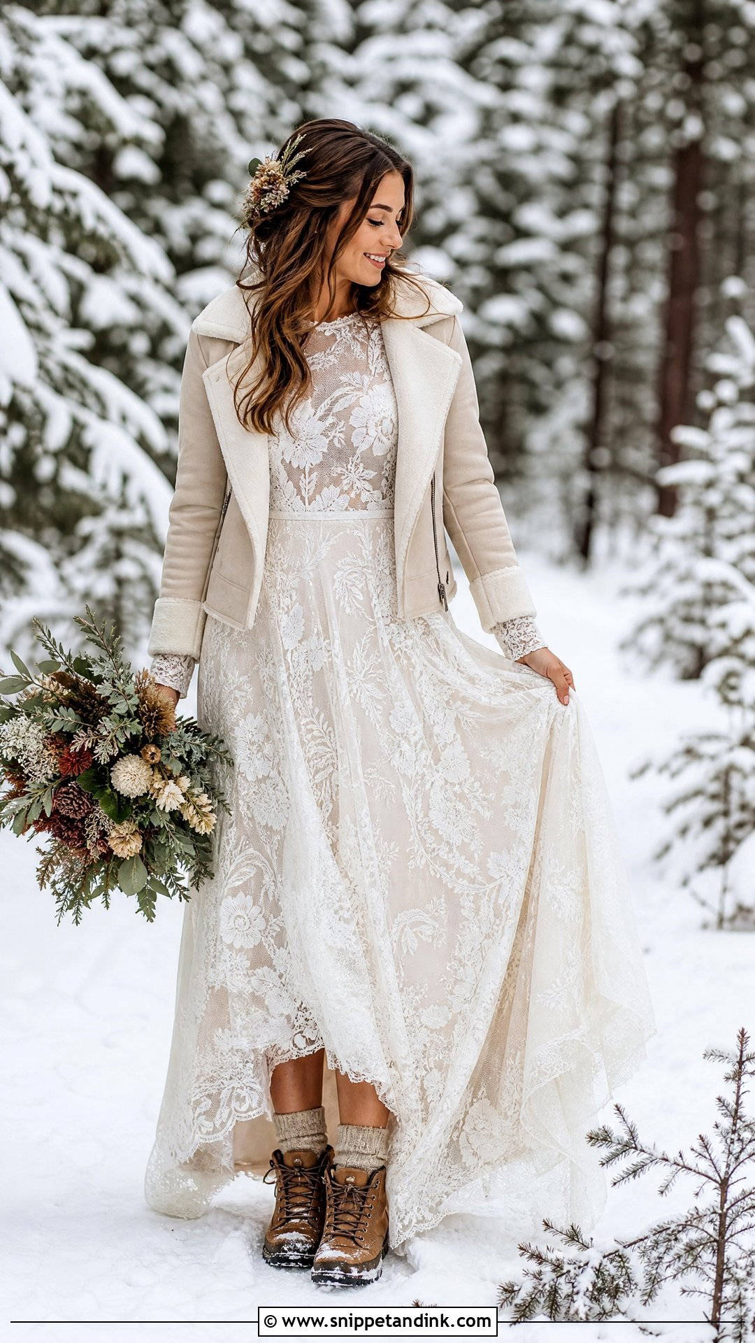 Boho Winter Elopement Dress - Snippet and Ink - 25 Winter Elopement Dress Ideas