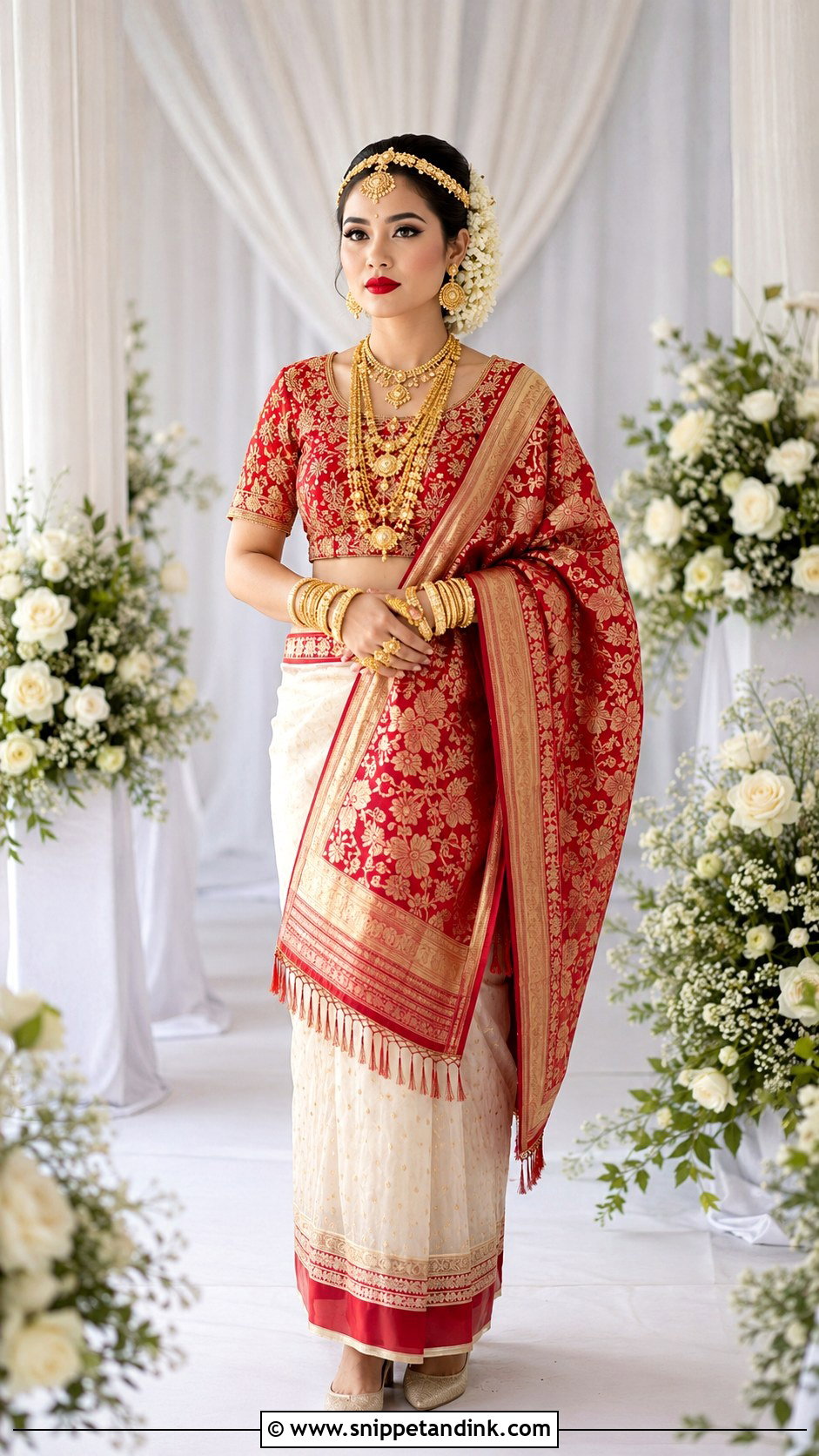 Bold Red Lip Manipuri Bride - Snippet and Ink - 20 Manipuri Bride Ideas