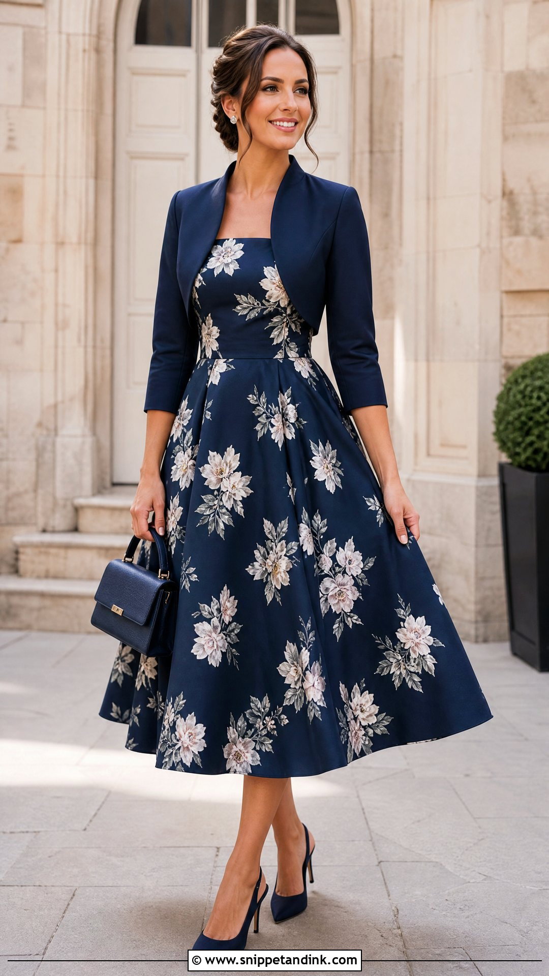 Bolero Shrug With Tea Length Dress - Snippet and Ink - 25 Shrug Outfit Ideas for Wedding