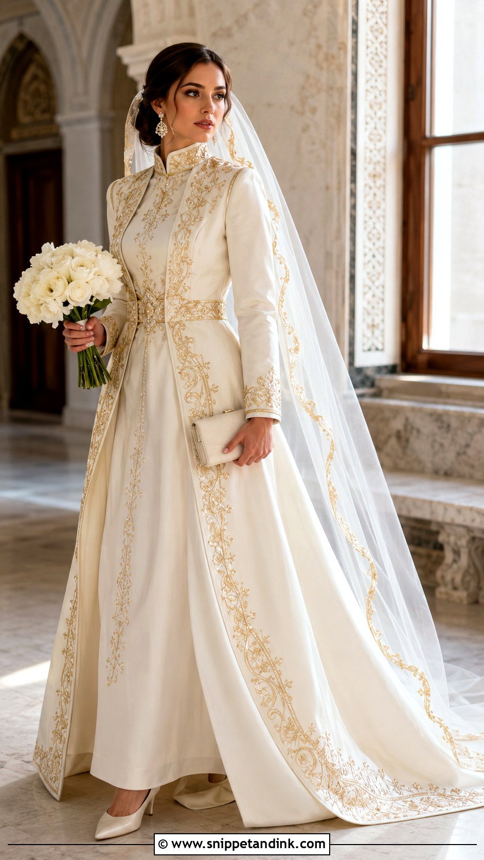 Bosnian Gold Embroidered Wedding Dress - Snippet and Ink - 20 Slavic Wedding Dress Ideas