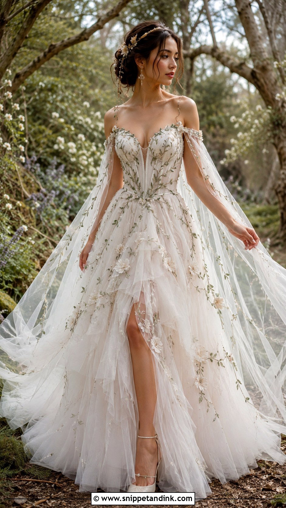 Botanical Corset Fairy Wedding Dress - Snippet and Ink - 20 Ethereal Fairy Wedding Dress Ideas