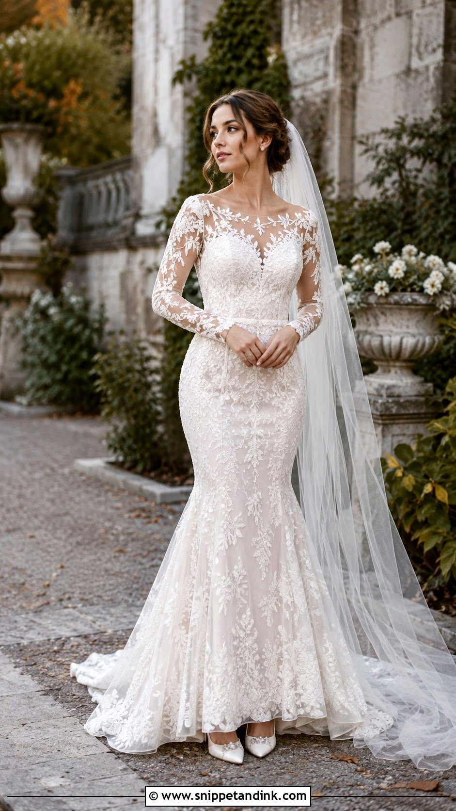Botanical Lace Long Sleeve Wedding Dress - Snippet and Ink - 20 Botanical Wedding Dress Ideas
