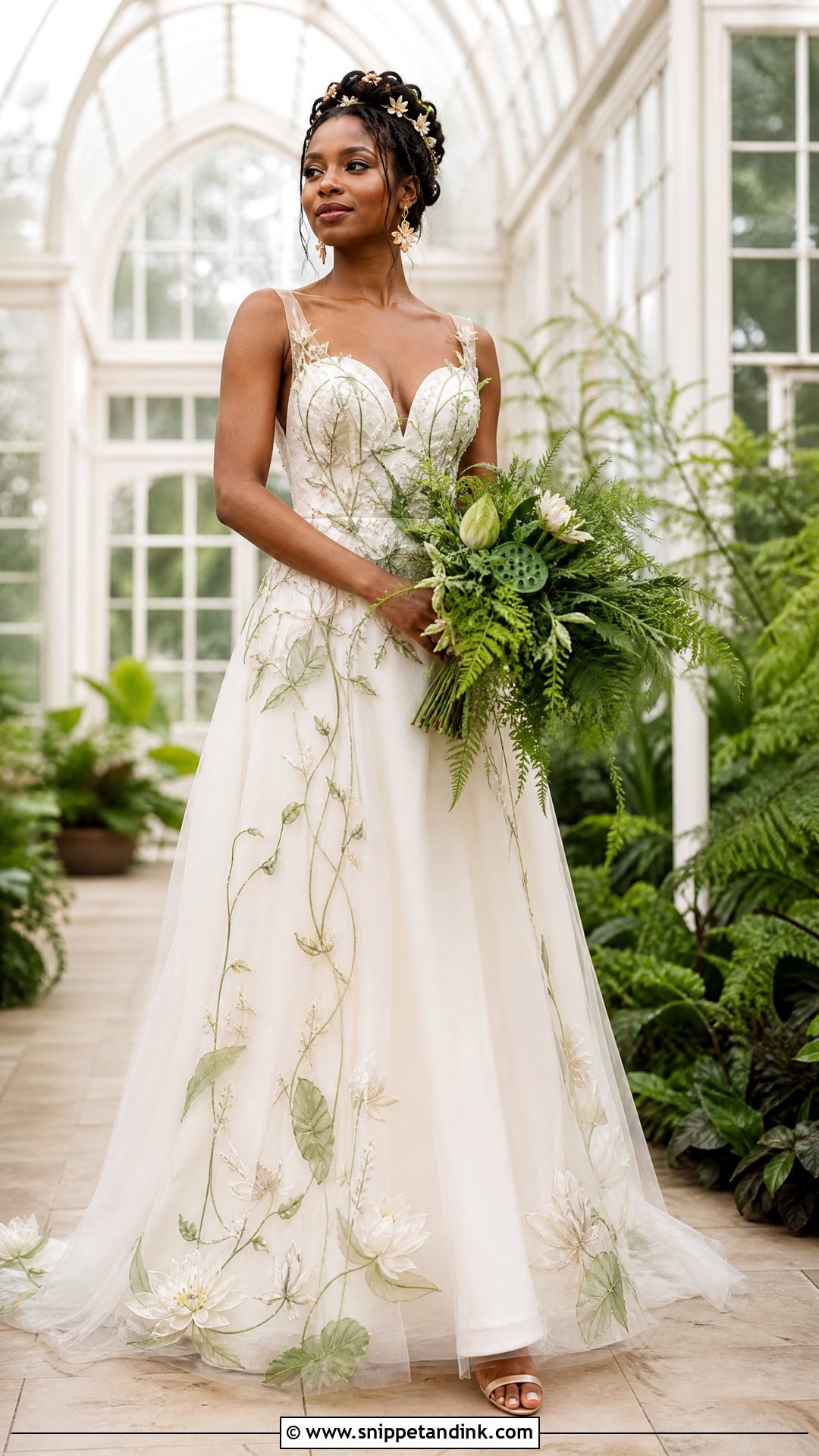 Botanical Princess Tiana Embroidered Gown - Snippet and Ink - 20 Princess Tiana Wedding Dress Ideas