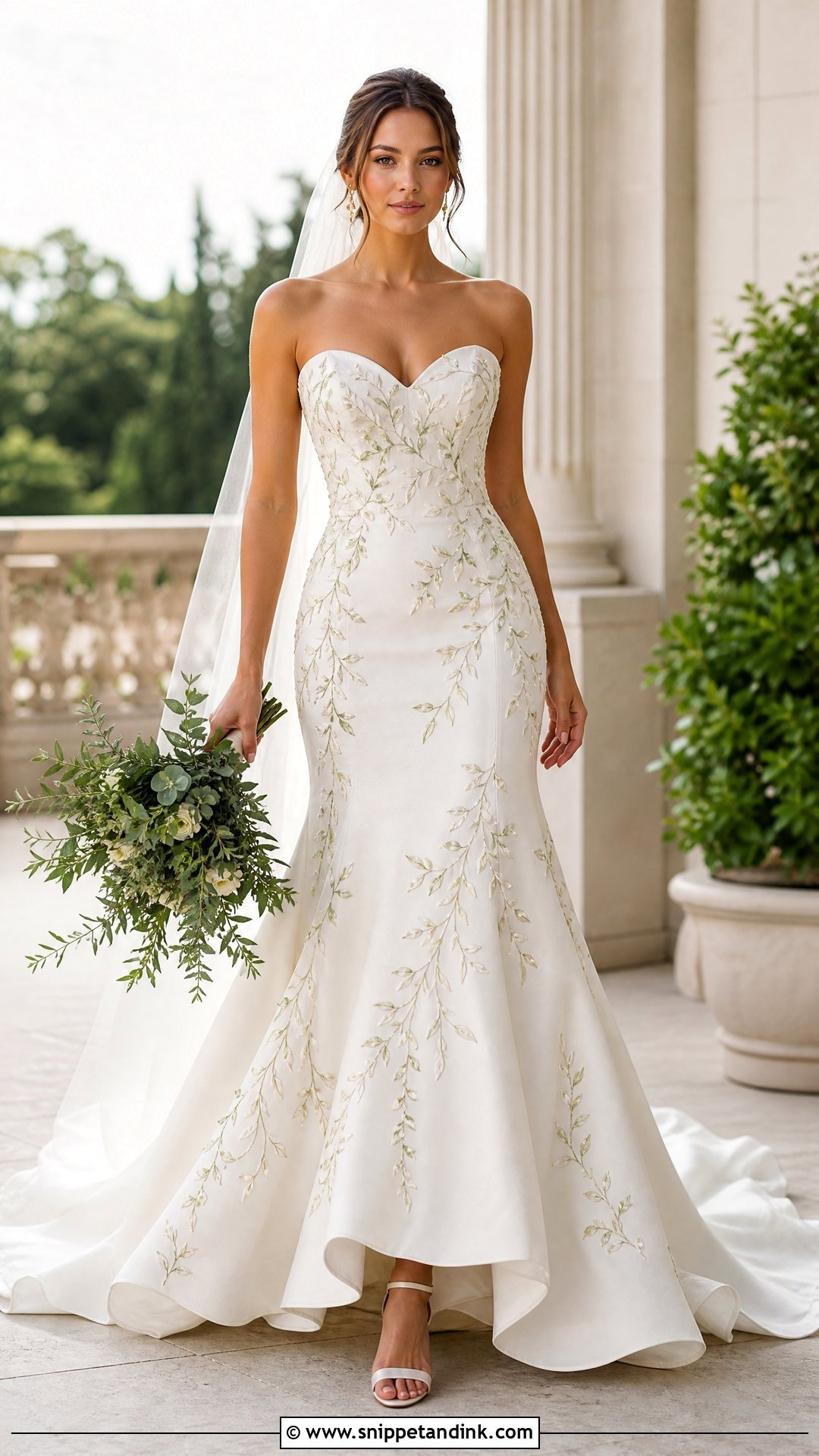 Botanical Vine Fit and Flare Wedding Dress - Snippet and Ink - 20 Wedding Dress Leaves Ideas
