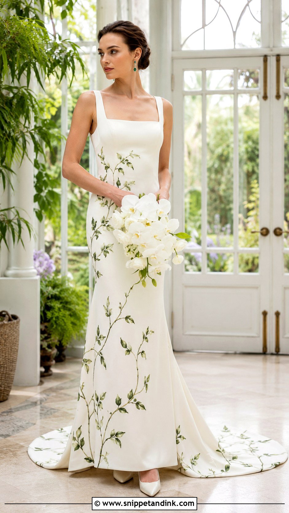 Botanical Vine Hand Painted Wedding Dress - Snippet and Ink - 20 Hand Painted Wedding Dress Ideas