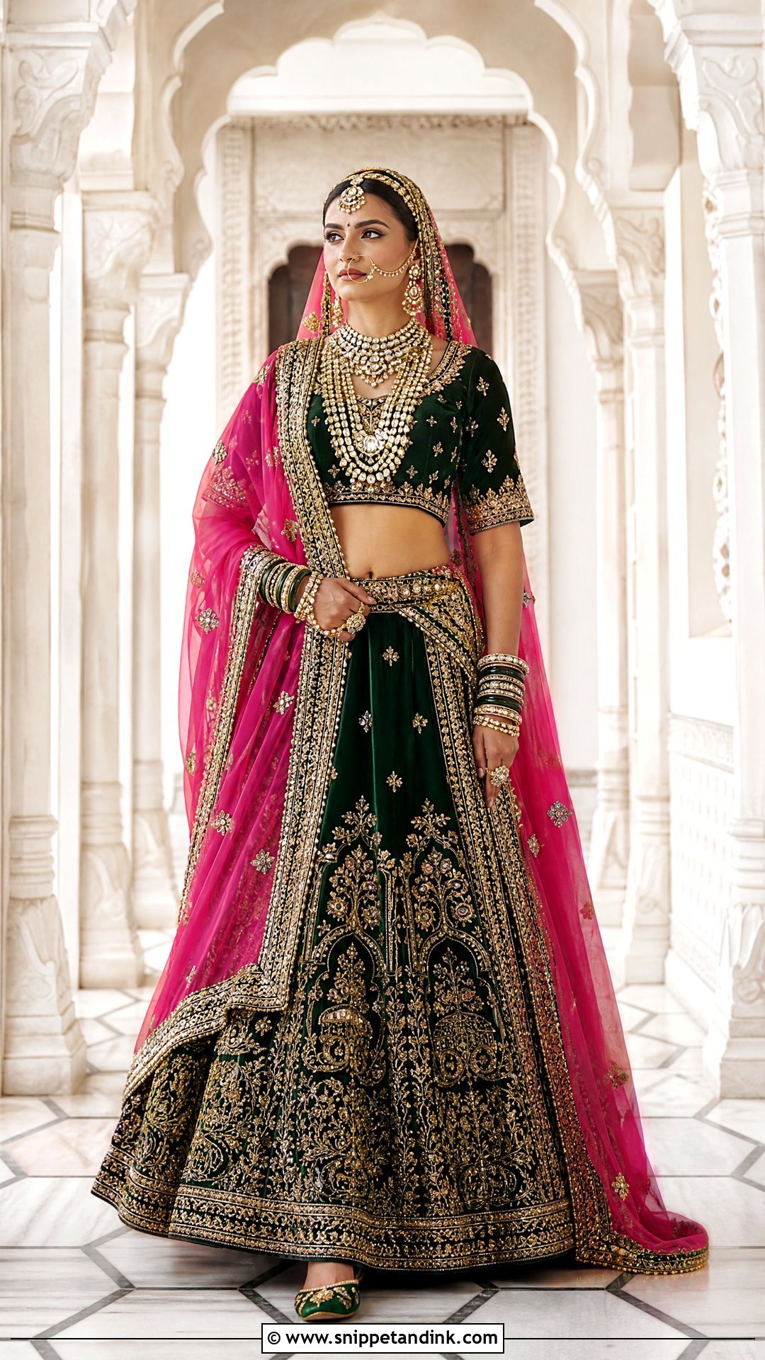 Bottle Green Rajputana Bridal Poshak - Snippet and Ink - 20 Rajputana Bride Ideas