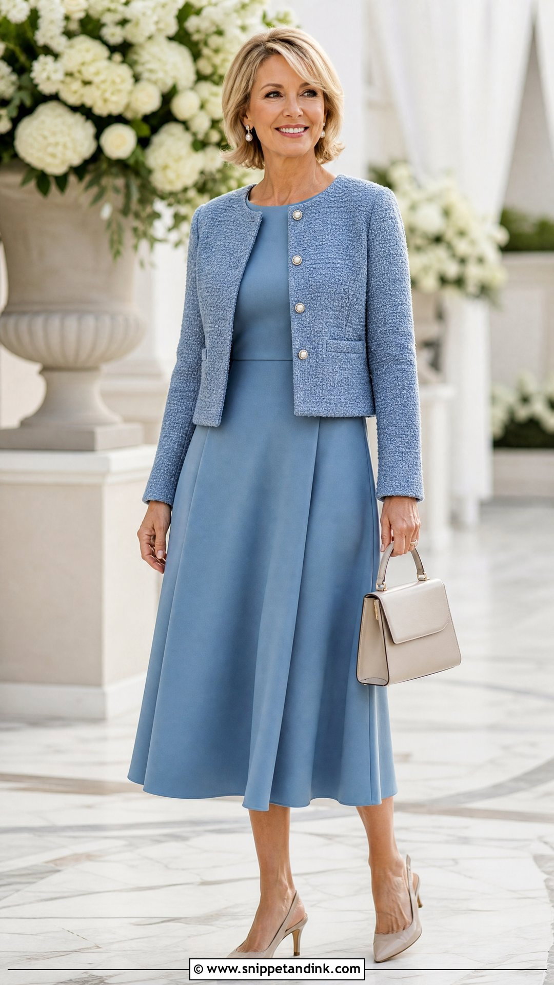 Boucle Cardigan With Mother of the Bride Dress - Snippet and Ink - 20 Wedding Cardigan Ideas