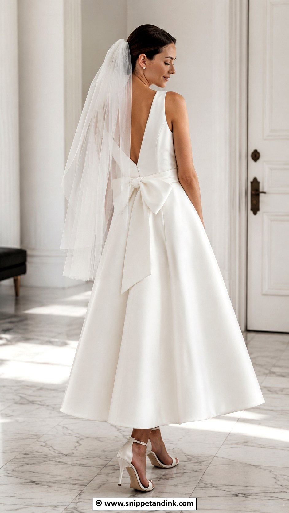 Bow Ankle Length Wedding Dress - Snippet and Ink - 30 Ankle Length Wedding Dress Ideas