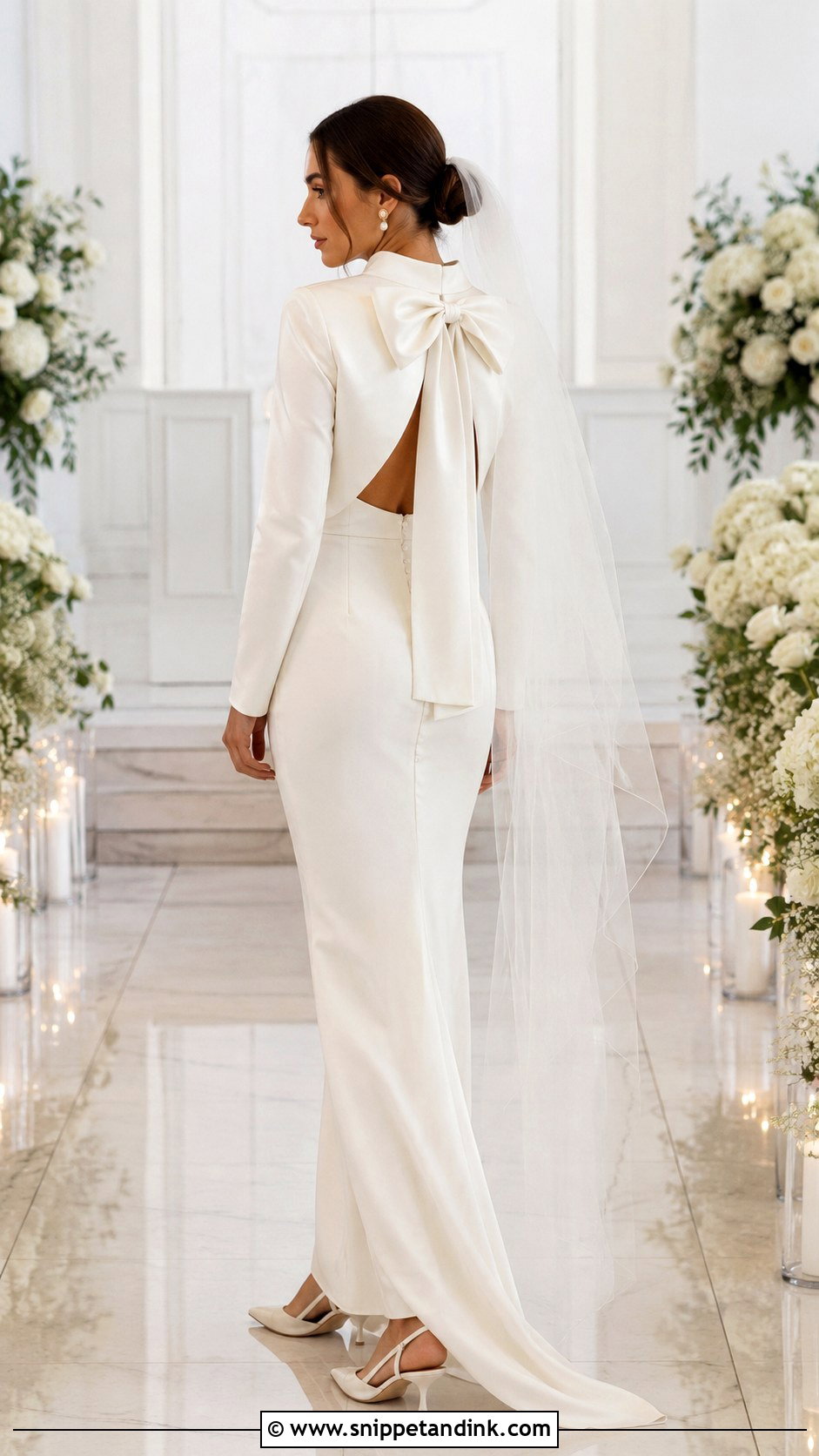 Bow Back Bridal Bolero With Fitted Wedding Dress - Snippet and Ink - 20 Bridal Bolero Jacket Ideas