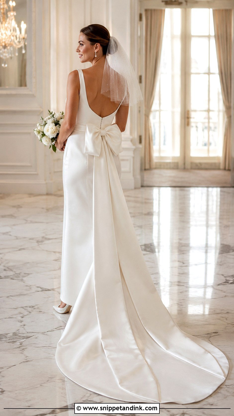 Bow Back Court Train Wedding Dress - Snippet and Ink - 20 Court Train Wedding Dress Ideas