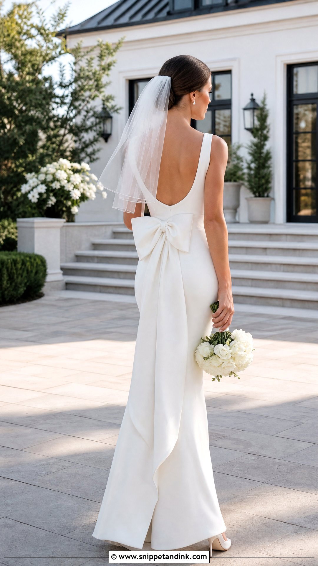 Bow Back Crepe Wedding Dress - Snippet and Ink - 25 Simple Romantic Wedding Dress Ideas