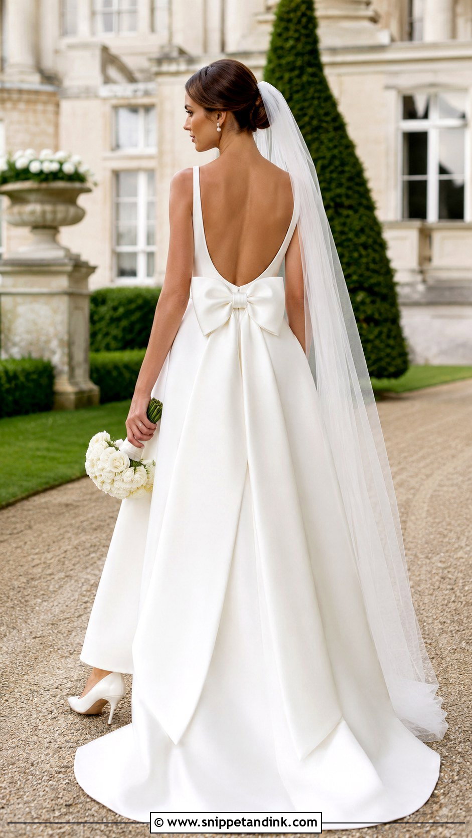 Bow Back Crepe Wedding Gown - Snippet and Ink - 20 Crepe Gown Styles for Wedding
