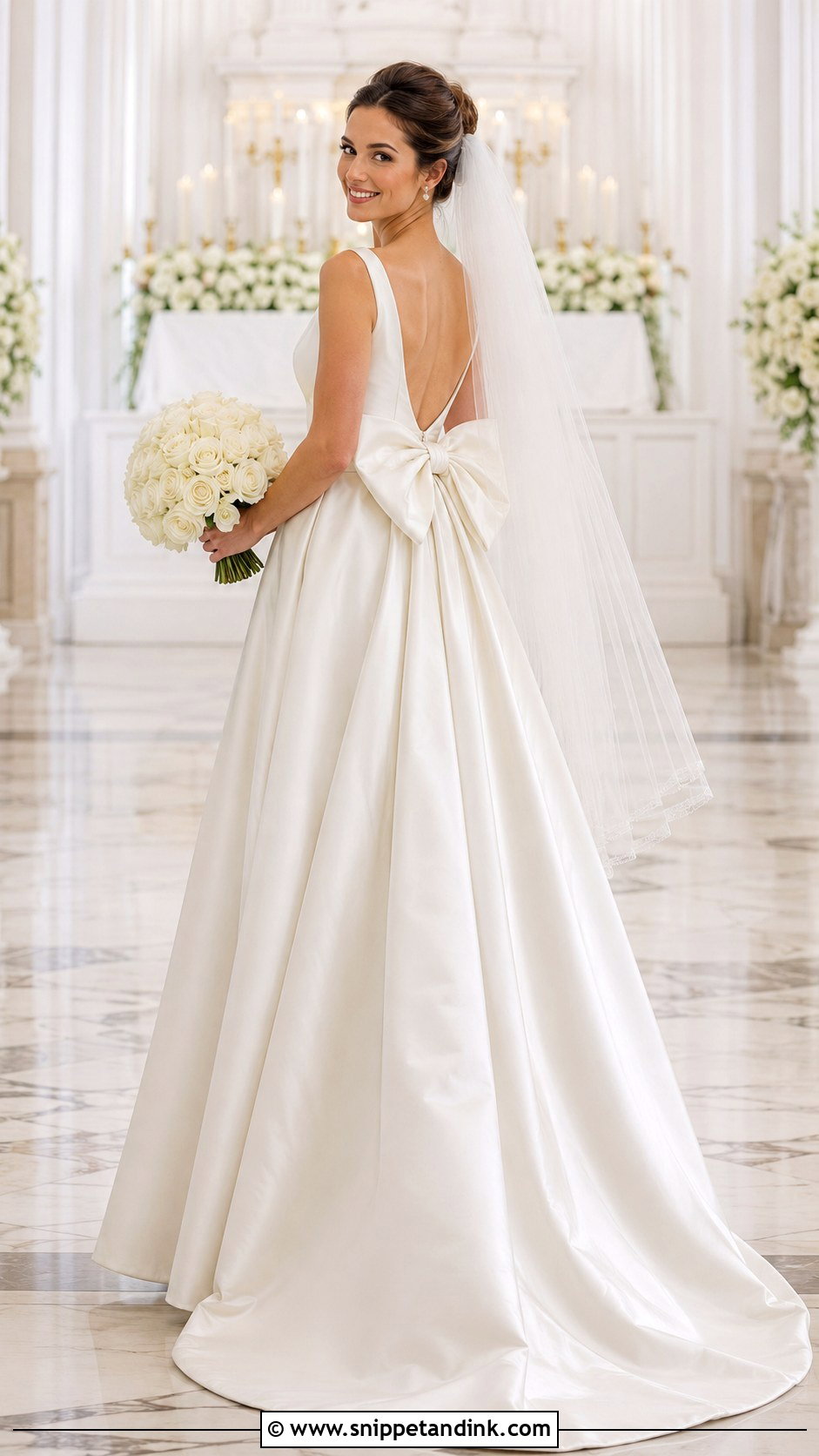 Bow Back Floor Length Wedding Dress - Snippet and Ink - 20 Floor Length Wedding Dress Ideas
