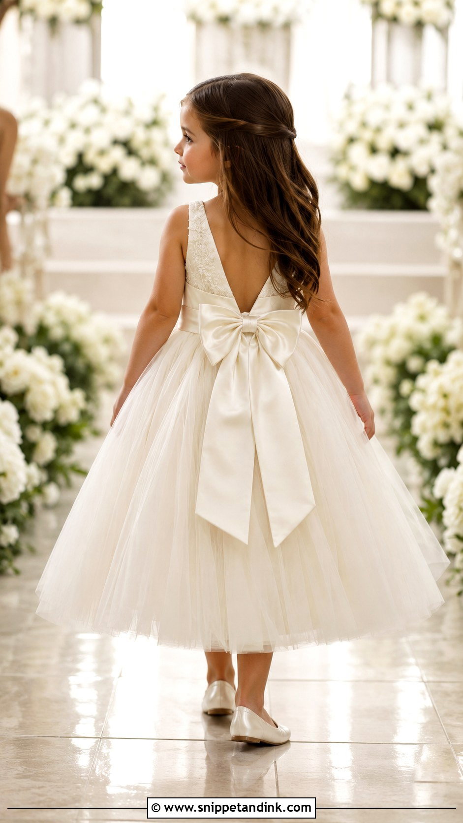 Bow Back Girls Wedding Dress - Snippet and Ink - 25 Girls Wedding Dresses