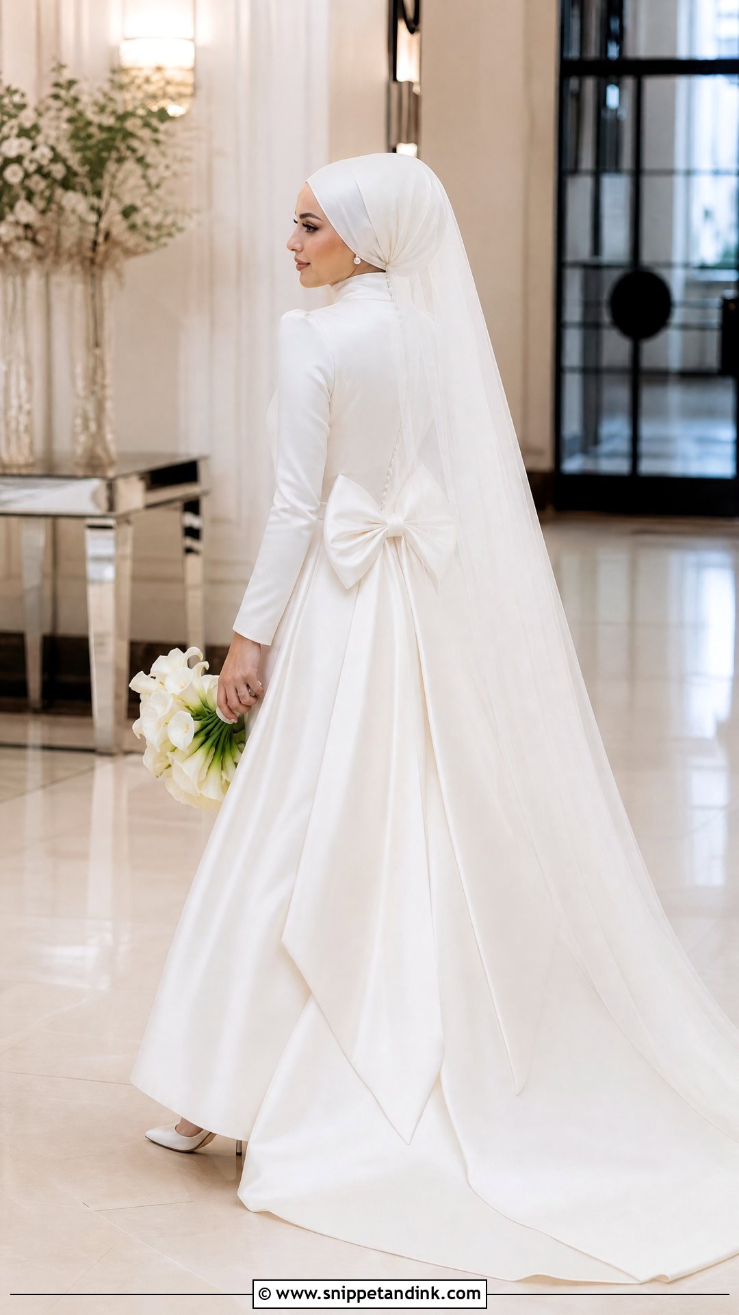 Bow Back Hijab Wedding Dress - Snippet and Ink - 20 Wedding Dresses for Hijabi Girl