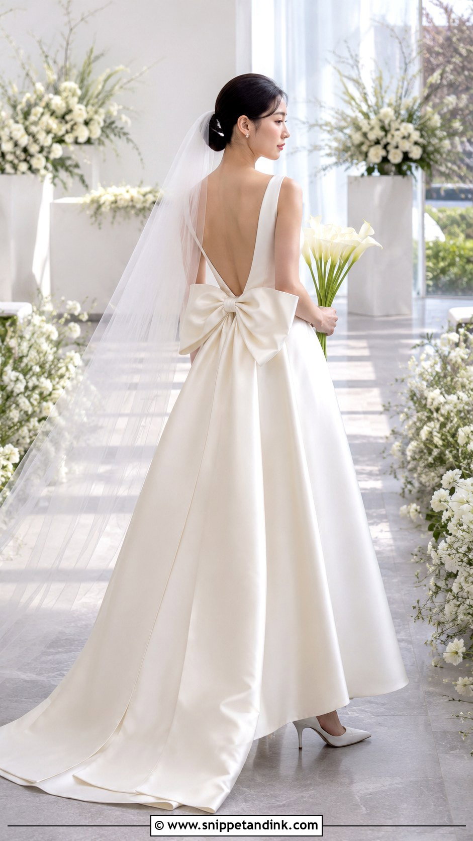 Bow Back Kdrama Wedding Dress - Snippet and Ink - 20 Kdrama Wedding Dress Ideas