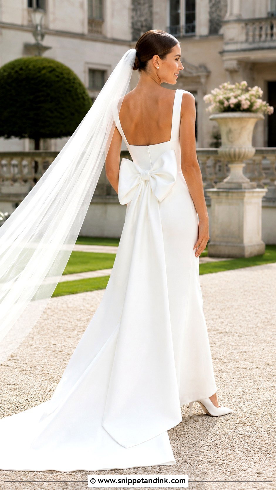 Bow Back Liquid Satin Wedding Dress - Snippet and Ink - 20 Liquid Satin Wedding Dress Ideas