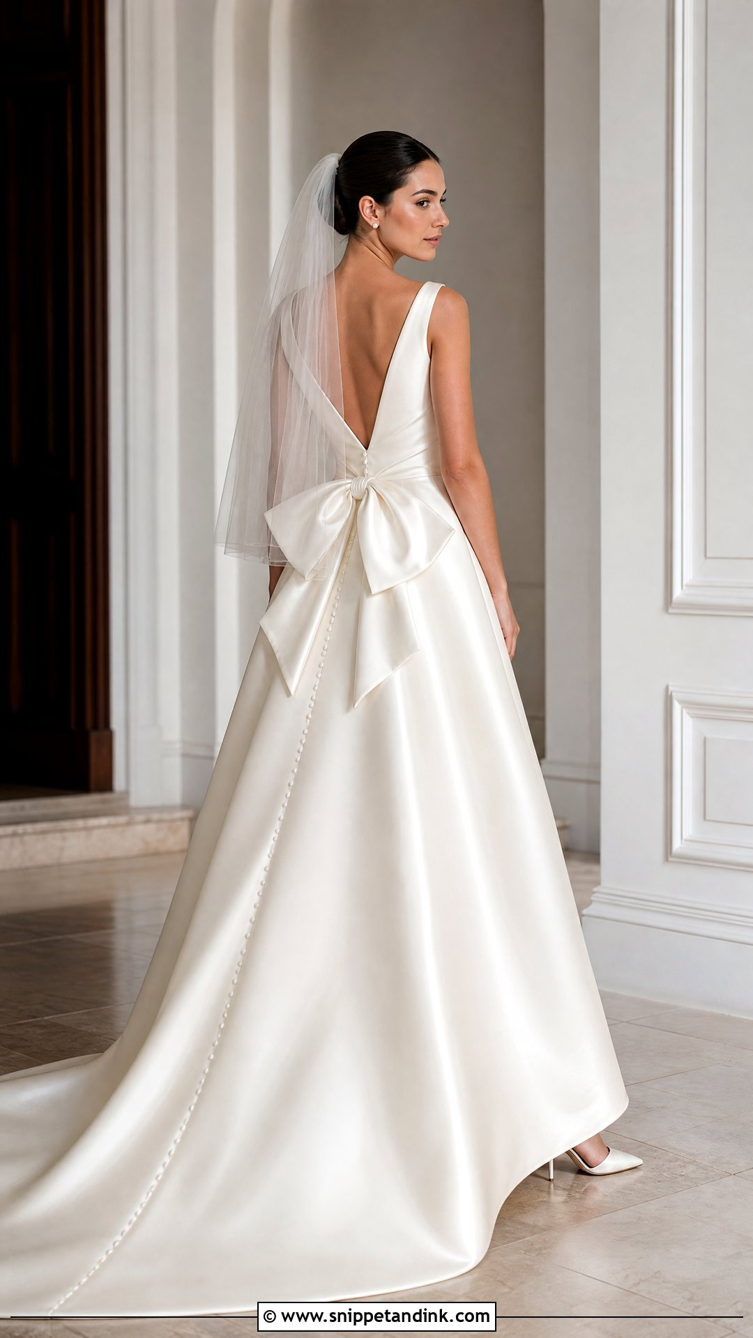 Bow Back Long Wedding Dress - Snippet and Ink - 25 Long Wedding Dress Ideas