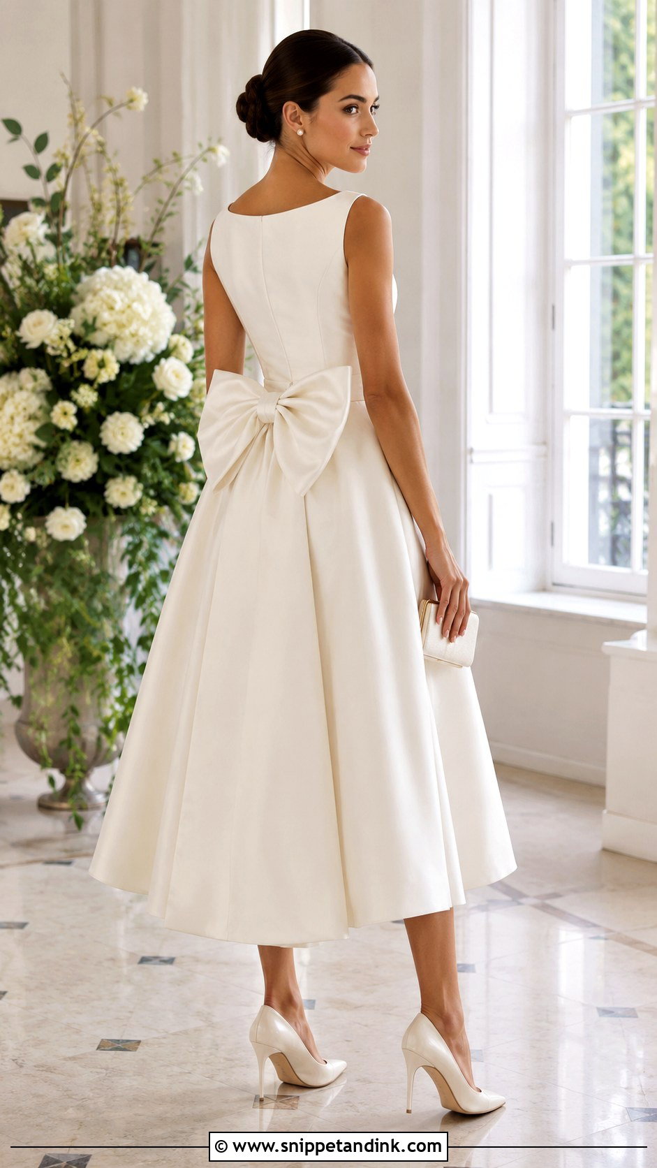 Bow Back Midi Bride Dress - Snippet and Ink - 20 Midi Bride Dress Ideas